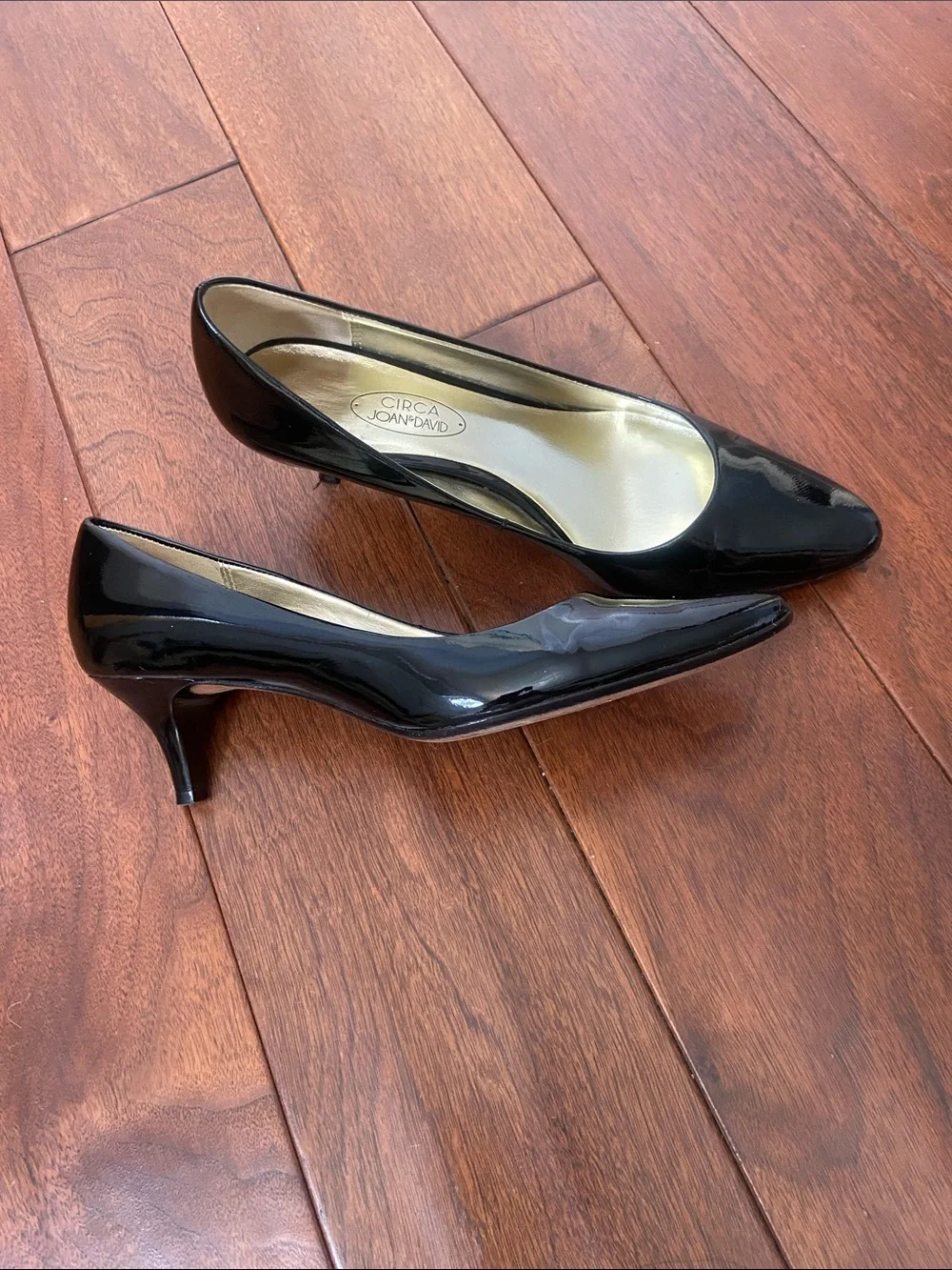 Joan & David Black Patent Pointed-Toe Pumps